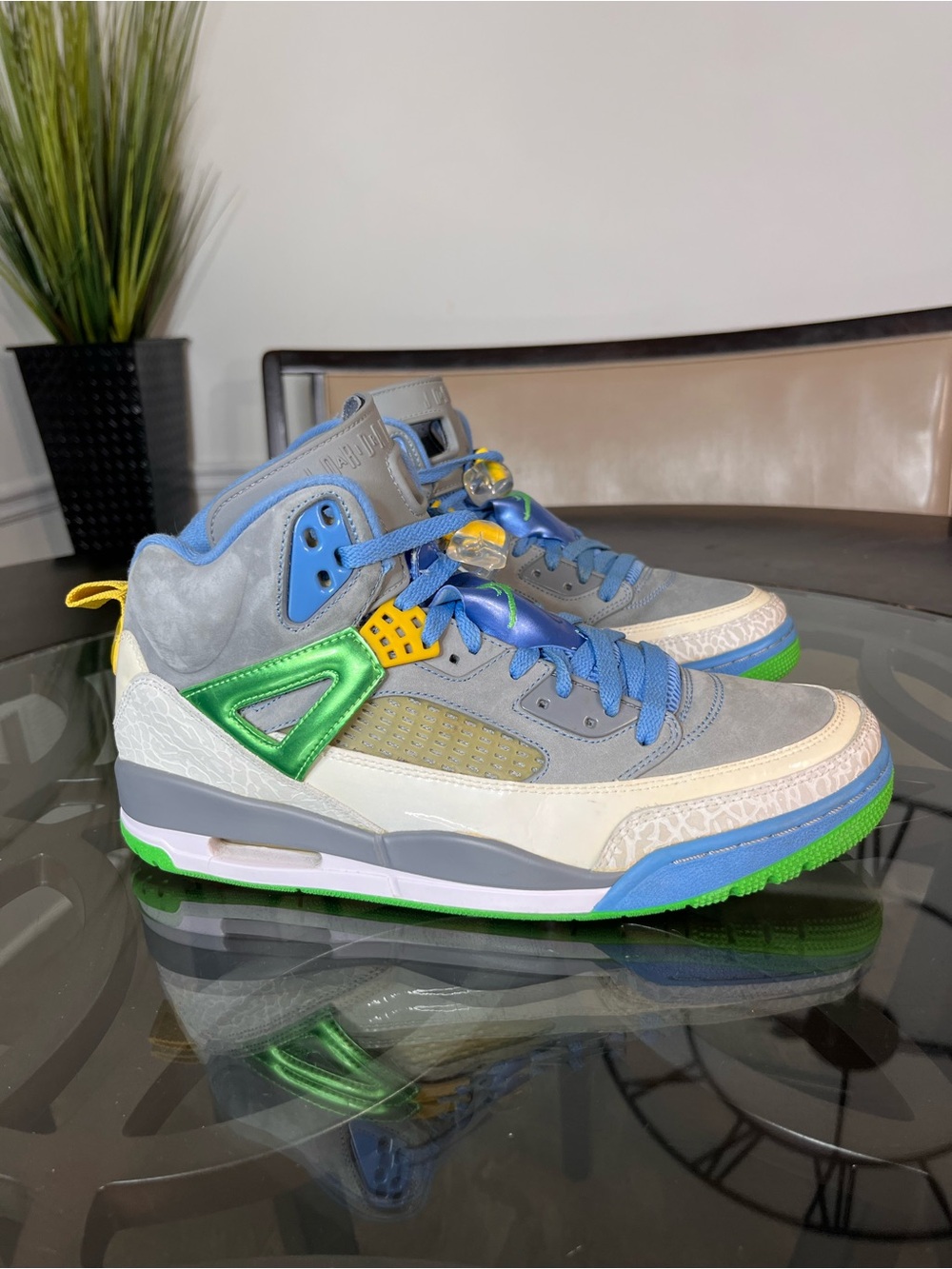 Nike Air Jordan Spizike Gray Blue Green Basketball
Shoes Sneakers Mens Sz 11.5